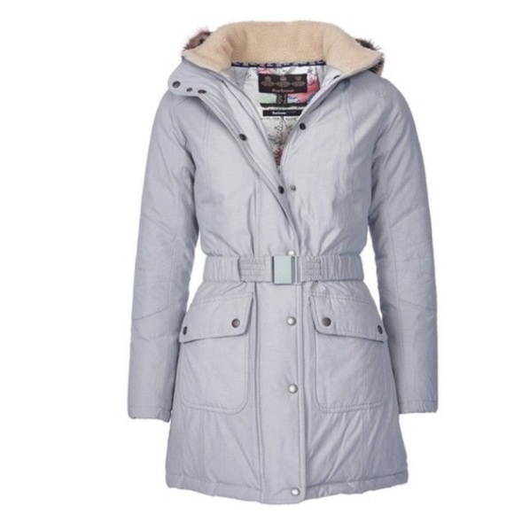 Barbour Kirkby Waterproof Coat Silver Ice UK8/US4 - Picture 1 of 10